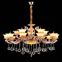 Pendant Light Zinc Alloy Feature for Crystal Mini Style Metal Indoors Shops 15 Bulbs