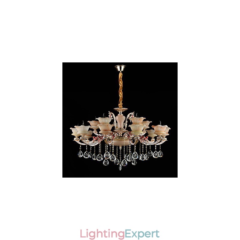 Pendant Light Zinc Alloy Feature for Crystal Mini Style Metal Indoors Shops 15 Bulbs