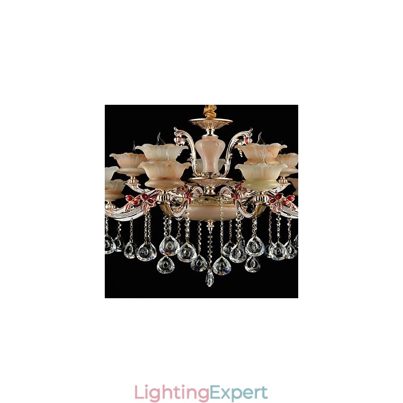 Pendant Light Zinc Alloy Feature for Crystal Mini Style Metal Indoors Shops 15 Bulbs