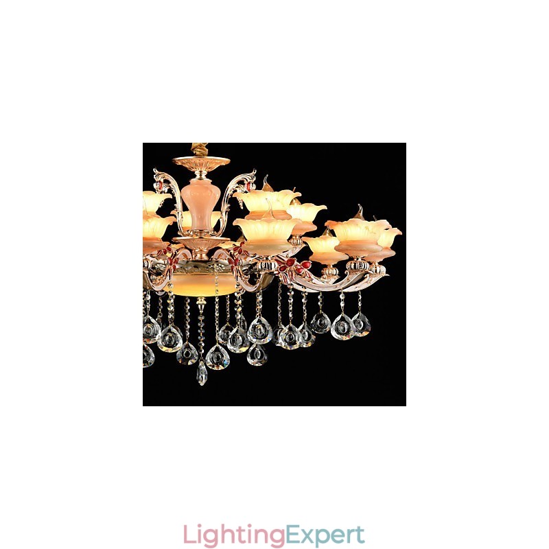 Pendant Light Zinc Alloy Feature for Crystal Mini Style Metal Indoors Shops 15 Bulbs