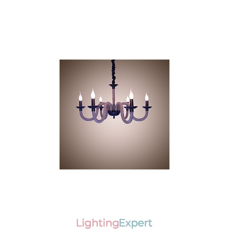 Loft Industrial Wind Vintage Iron Lamps Shops Chandelier Rope Chandelier Lights