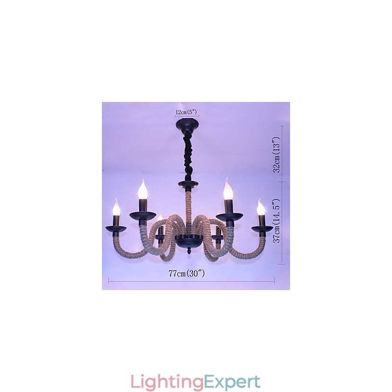 Loft Industrial Wind Vintage Iron Lamps Shops Chandelier Rope Chandelier Lights