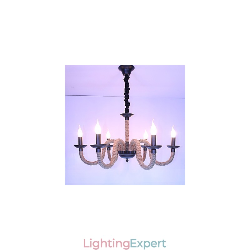 Loft Industrial Wind Vintage Iron Lamps Shops Chandelier Rope Chandelier Lights