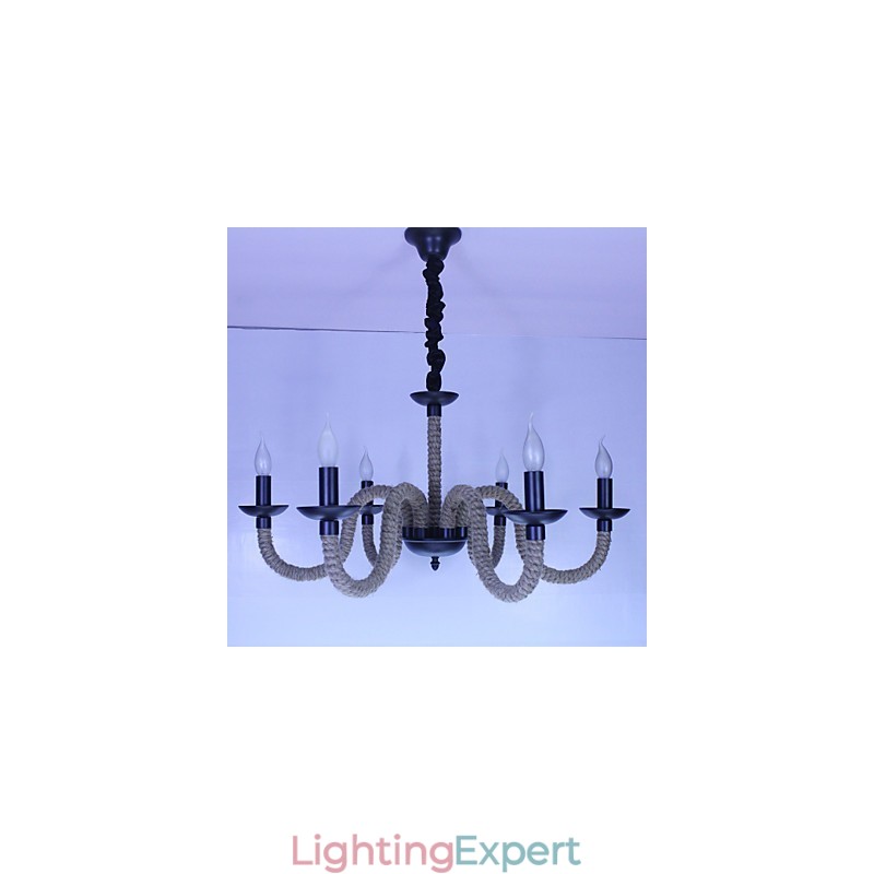 Loft Industrial Wind Vintage Iron Lamps Shops Chandelier Rope Chandelier Lights