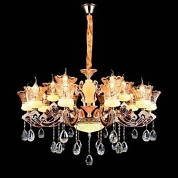 Pendant Light Zinc Alloy Feature for Crystal Mini Style Metal Indoors Shops 15 Bulbs