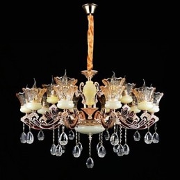 Pendant Light Zinc Alloy Feature for Crystal Mini Style Metal Indoors Shops 15 Bulbs