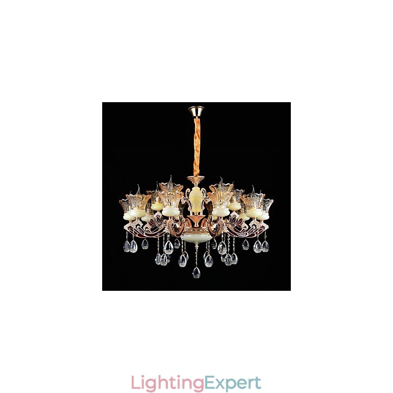 Pendant Light Zinc Alloy Feature for Crystal Mini Style Metal Indoors Shops 15 Bulbs