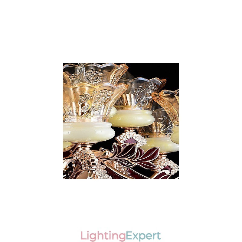 Pendant Light Zinc Alloy Feature for Crystal Mini Style Metal Indoors Shops 15 Bulbs