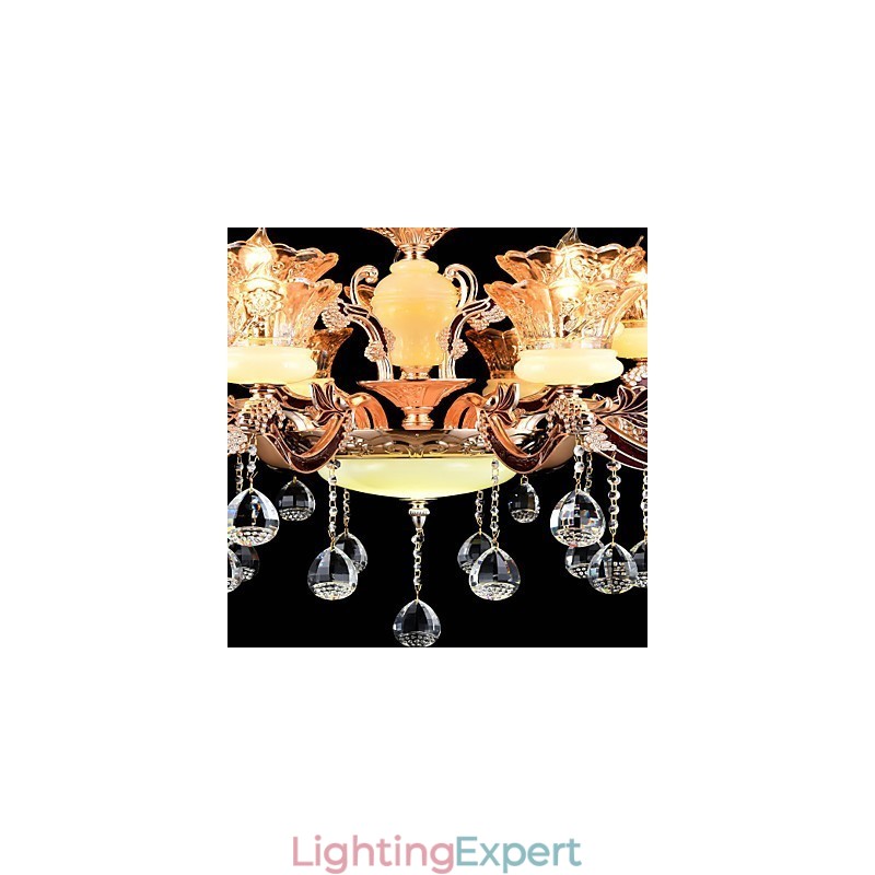 Pendant Light Zinc Alloy Feature for Crystal Mini Style Metal Indoors Shops 15 Bulbs