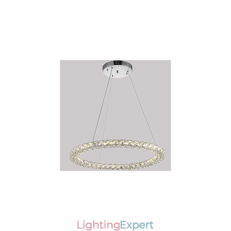 Modern Ring Crystal Pendant Light Modern Crystal Chandelier Ceiling Light Indoor Lamp Fixtures Dimmable with Remote Control