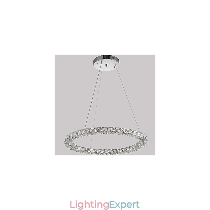 Modern Ring Crystal Pendant Light Modern Crystal Chandelier Ceiling Light Indoor Lamp Fixtures Dimmable with Remote Control