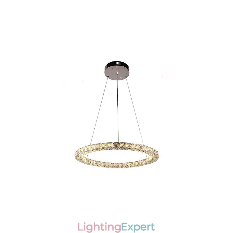 Modern Ring Crystal Pendant Light Modern Crystal Chandelier Ceiling Light Indoor Lamp Fixtures Dimmable with Remote Control