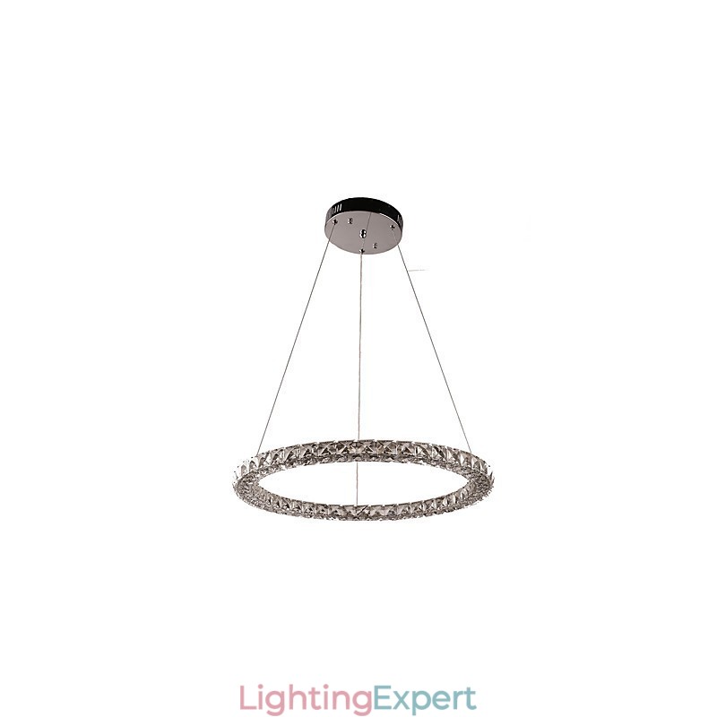 Modern Ring Crystal Pendant Light Modern Crystal Chandelier Ceiling Light Indoor Lamp Fixtures Dimmable with Remote Control