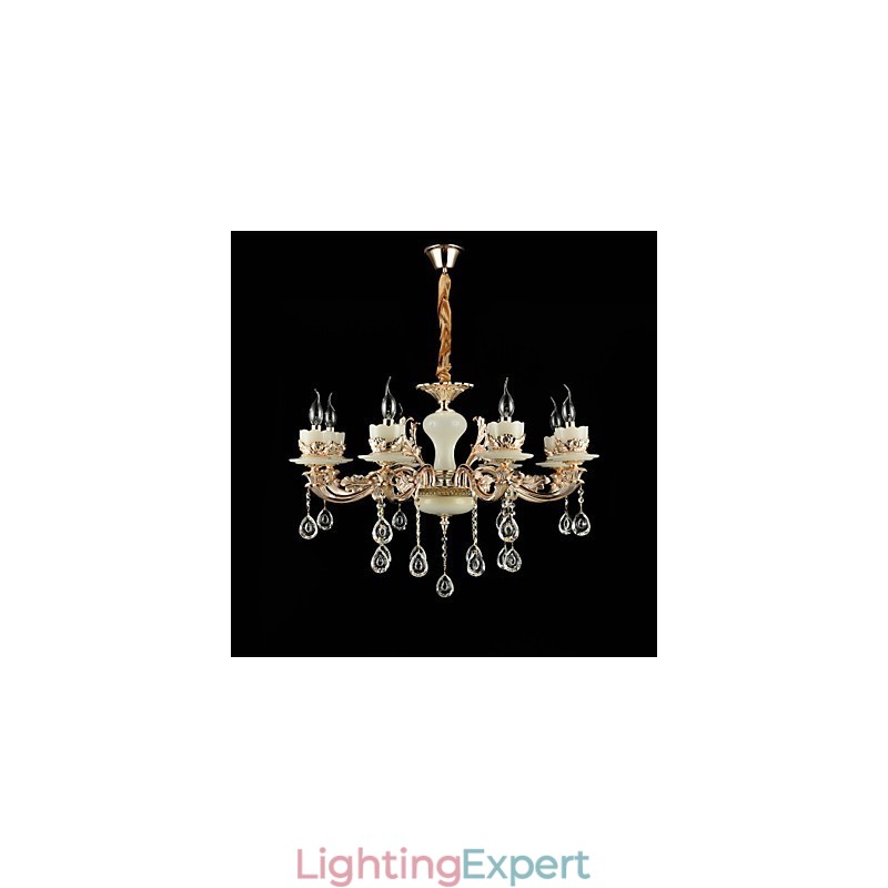 Traditional Classic Zinc Alloy Feature for Crystal Mini Style Metal 8 Bulbs Chandelier