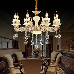 Traditional Classic Zinc Alloy Feature for Crystal Mini Style Metal 8 Bulbs Chandelier