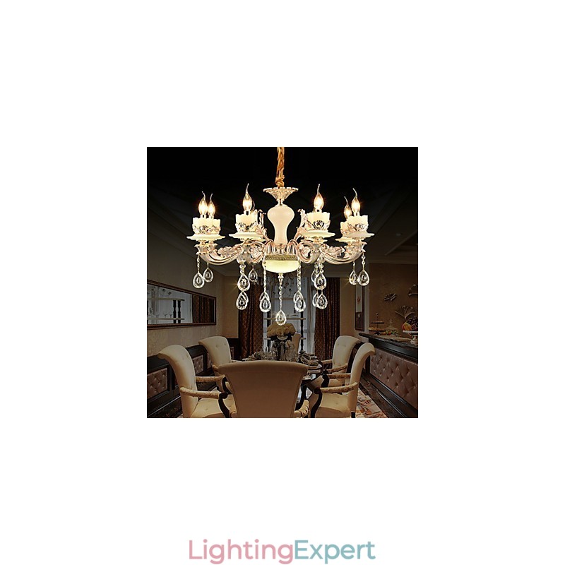 Traditional Classic Zinc Alloy Feature for Crystal Mini Style Metal 8 Bulbs Chandelier