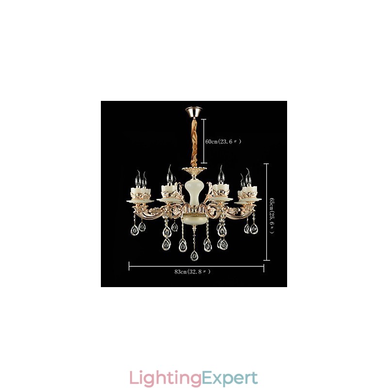 Traditional Classic Zinc Alloy Feature for Crystal Mini Style Metal 8 Bulbs Chandelier