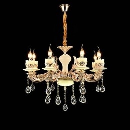 Traditional Classic Zinc Alloy Feature for Crystal Mini Style Metal 8 Bulbs Chandelier