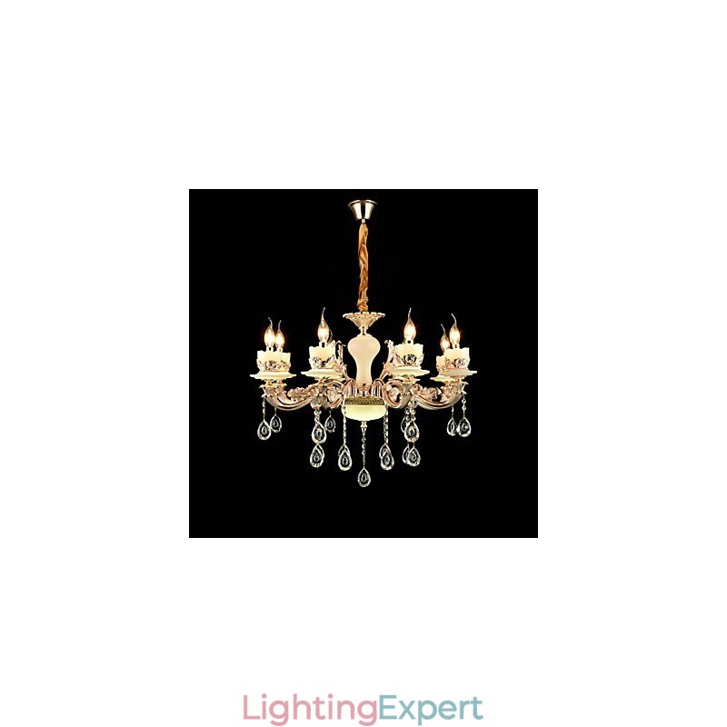 Traditional Classic Zinc Alloy Feature for Crystal Mini Style Metal 8 Bulbs Chandelier