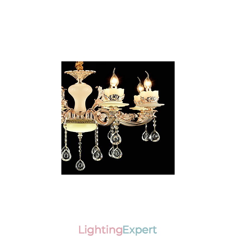 Traditional Classic Zinc Alloy Feature for Crystal Mini Style Metal 8 Bulbs Chandelier