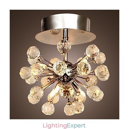 Modern Contemporary Crystal Mini Style Chrome Metal Chandelier Flush Mount Modern Contemporary Crystal Mini Style Chrome Metal Chandelier Flush Mount