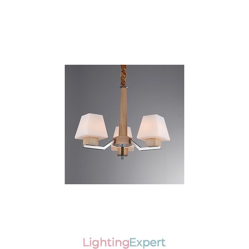 Modern Contemporary Electroplated Feature for Wood Bamboo Chandelier