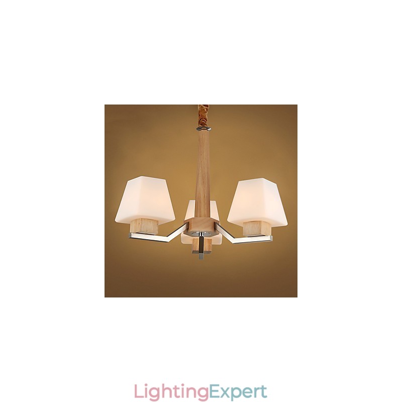 Modern Contemporary Electroplated Feature for Wood Bamboo Chandelier