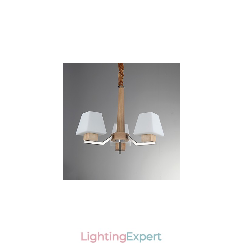 Modern Contemporary Electroplated Feature for Wood Bamboo Chandelier