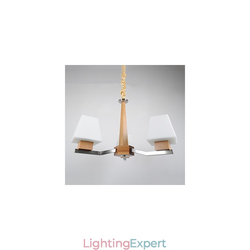 Modern Contemporary Electroplated Feature for Wood Bamboo Chandelier