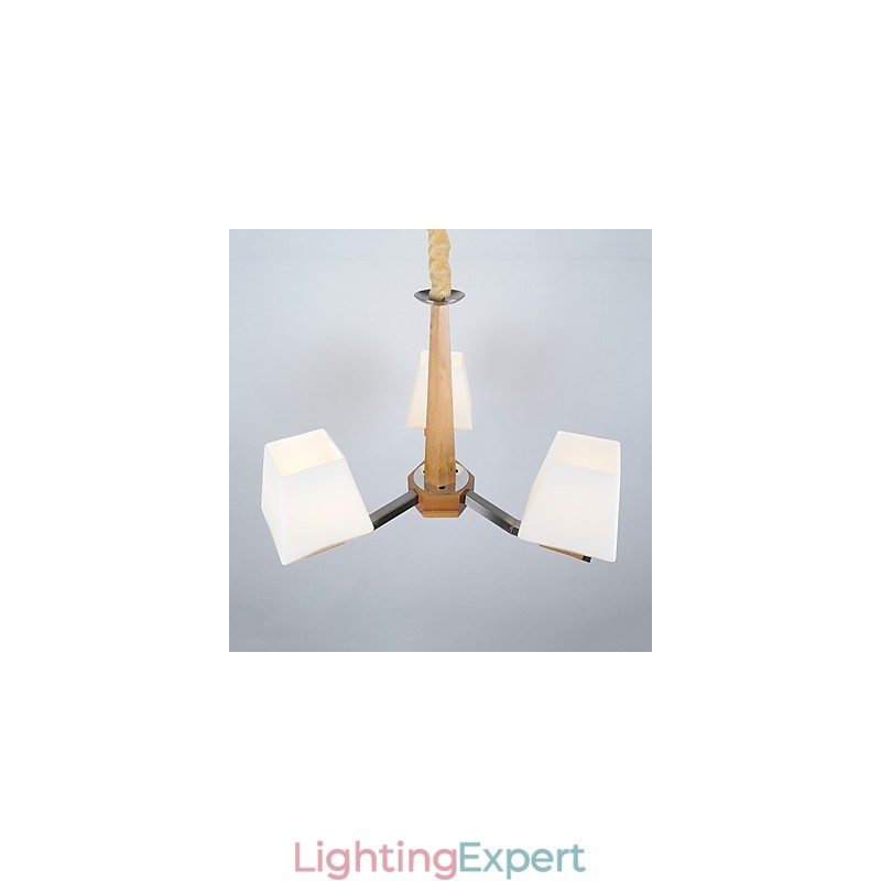 Modern Contemporary Electroplated Feature for Wood Bamboo Chandelier