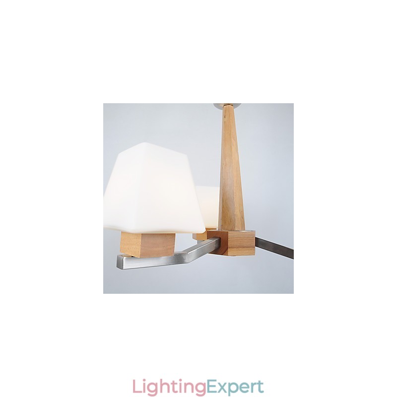 Modern Contemporary Electroplated Feature for Wood Bamboo Chandelier
