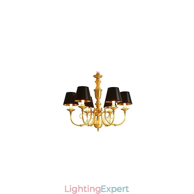 Chandelier Traditional Classic Country Brass Feature for Mini Style Metal 6 Bulbs