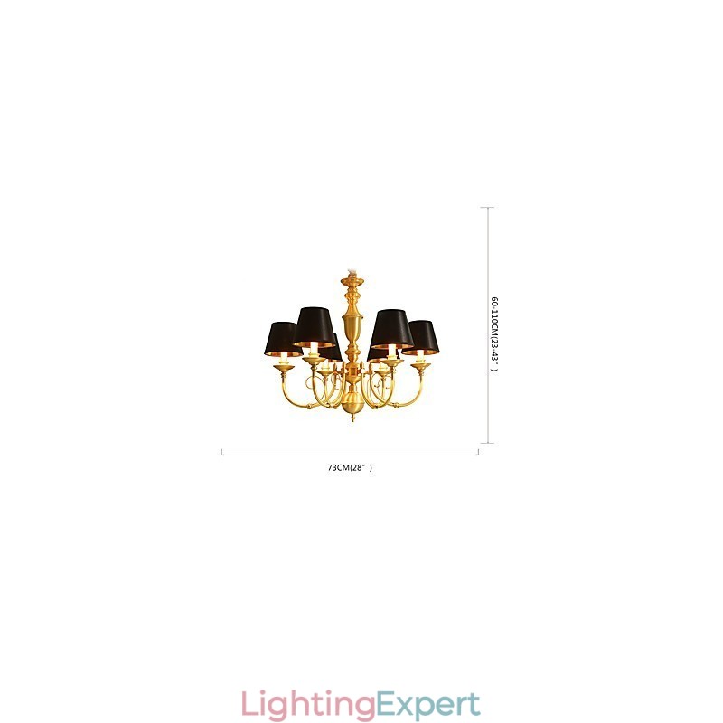 Chandelier Traditional Classic Country Brass Feature for Mini Style Metal 6 Bulbs