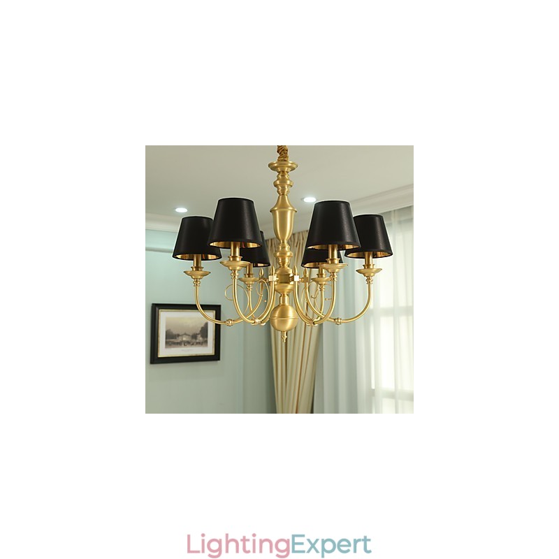 Chandelier Traditional Classic Country Brass Feature for Mini Style Metal 6 Bulbs