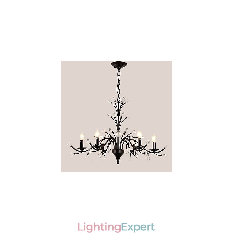 6 Lights Crystal Chandelier Modern Contemporary Traditional Classic Vintage Retro Country Painting Feature