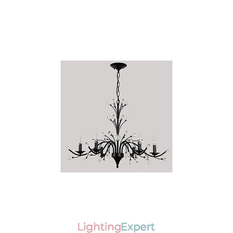 6 Lights Crystal Chandelier Modern Contemporary Traditional Classic Vintage Retro Country Painting Feature