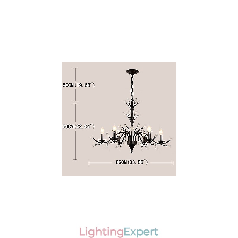 6 Lights Crystal Chandelier Modern Contemporary Traditional Classic Vintage Retro Country Painting Feature