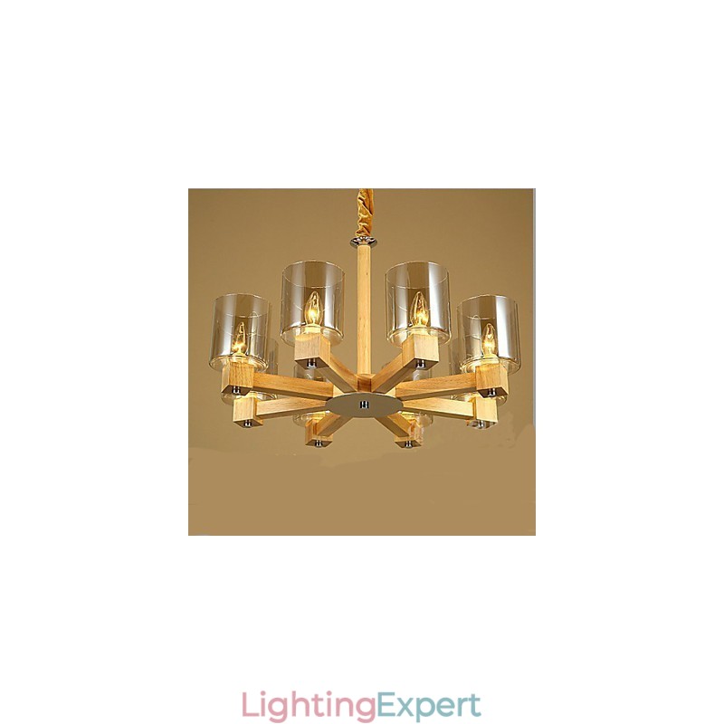 Fashion Pendant lamp Table Wooden Glass Cover