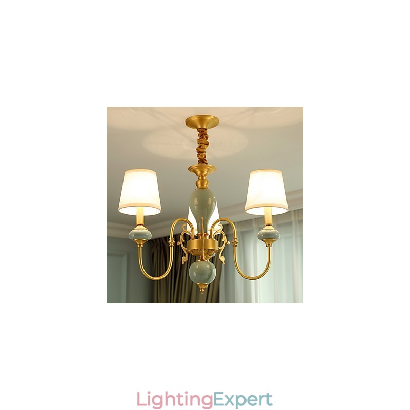 Traditional Classic Country Brass Feature for Mini Style Metal 3 Bulbs Chandelier
