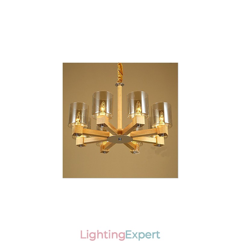 Fashion Pendant lamp Table Wooden Glass Cover