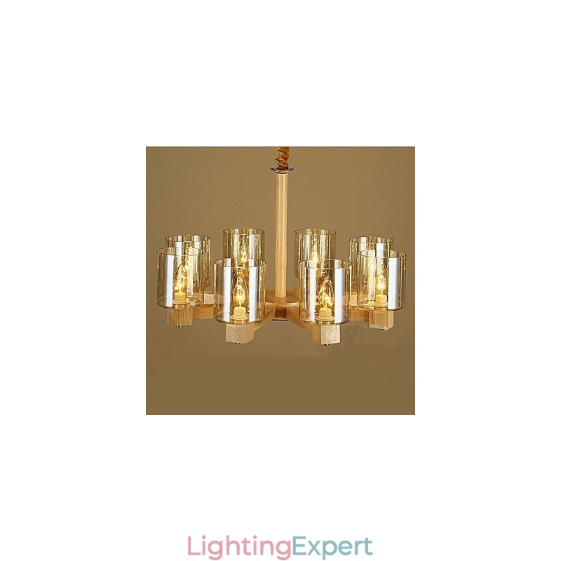 Fashion Pendant lamp Table Wooden Glass Cover