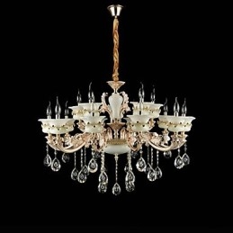 Traditional Classic Zinc Alloy Feature for Crystal Mini Style Metal Indoors Garden 15 Bulbs Chandelier
