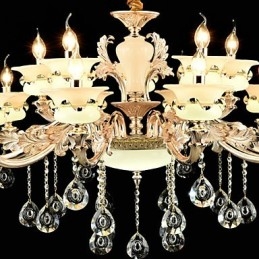 Traditional Classic Zinc Alloy Feature for Crystal Mini Style Metal Indoors Garden 15 Bulbs Chandelier