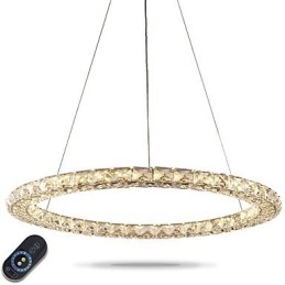 Ring Crystal Pendant Light Modern Crystal Chandelier Ceiling Lights Indoor Lamp Fixtures Dimmable with Remote Control