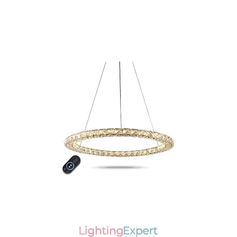 Ring Crystal Pendant Light Modern Crystal Chandelier Ceiling Lights Indoor Lamp Fixtures Dimmable with Remote Control