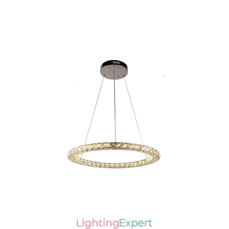 Ring Crystal Pendant Light Modern Crystal Chandelier Ceiling Lights Indoor Lamp Fixtures Dimmable with Remote Control