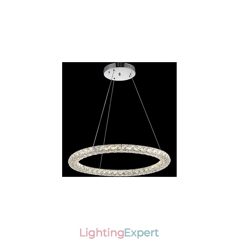 Ring Crystal Pendant Light Modern Crystal Chandelier Ceiling Lights Indoor Lamp Fixtures Dimmable with Remote Control