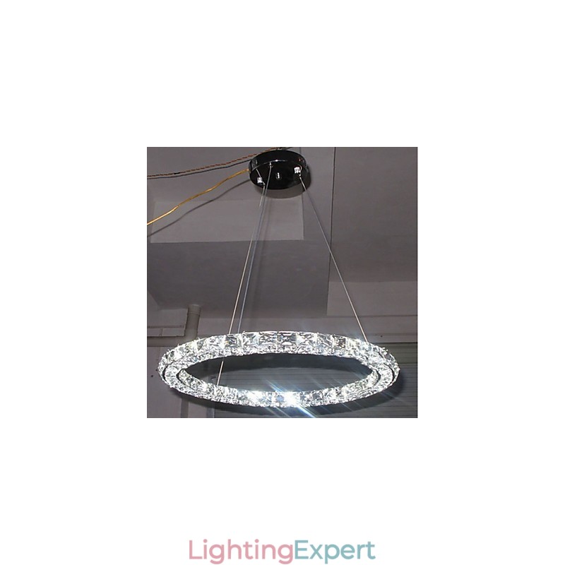 Ring Crystal Pendant Light Modern Crystal Chandelier Ceiling Lights Indoor Lamp Fixtures Dimmable with Remote Control