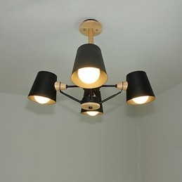4 Light Multi Colours Macaron Wood Vintage Painting Feature Metal Chandelier