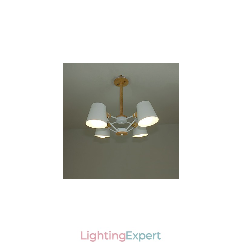4 Light Multi Colours Macaron Wood Vintage Painting Feature Metal Chandelier